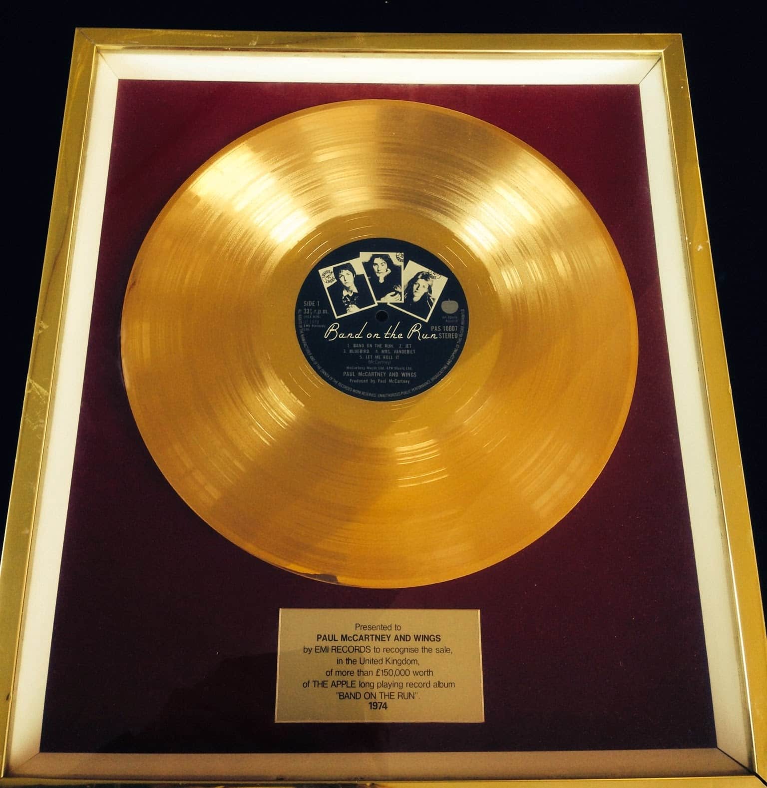 Le disque d'or de Band On The Run a un nouveau propriétaire