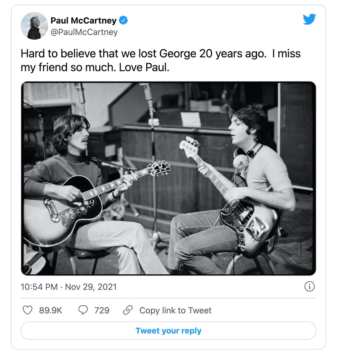 Voir le tweet de Paul McCartney ci-dessous.