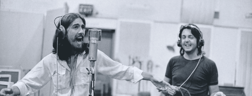 Les Beatles lors de l'enregistrement d'Abbey Road
