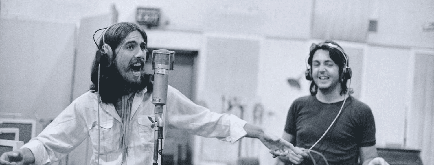 Les Beatles lors de l'enregistrement d'Abbey Road