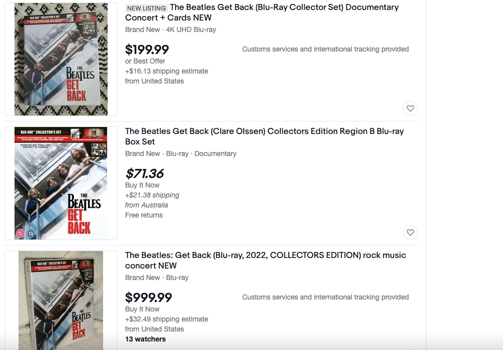Vente de copies pirates de The Beatles Get Back