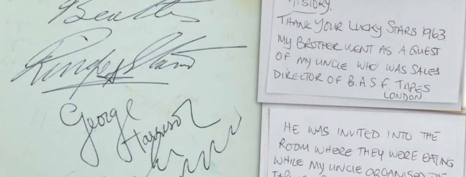 Signatures des Beatles vendues aux enchères à Lichfield