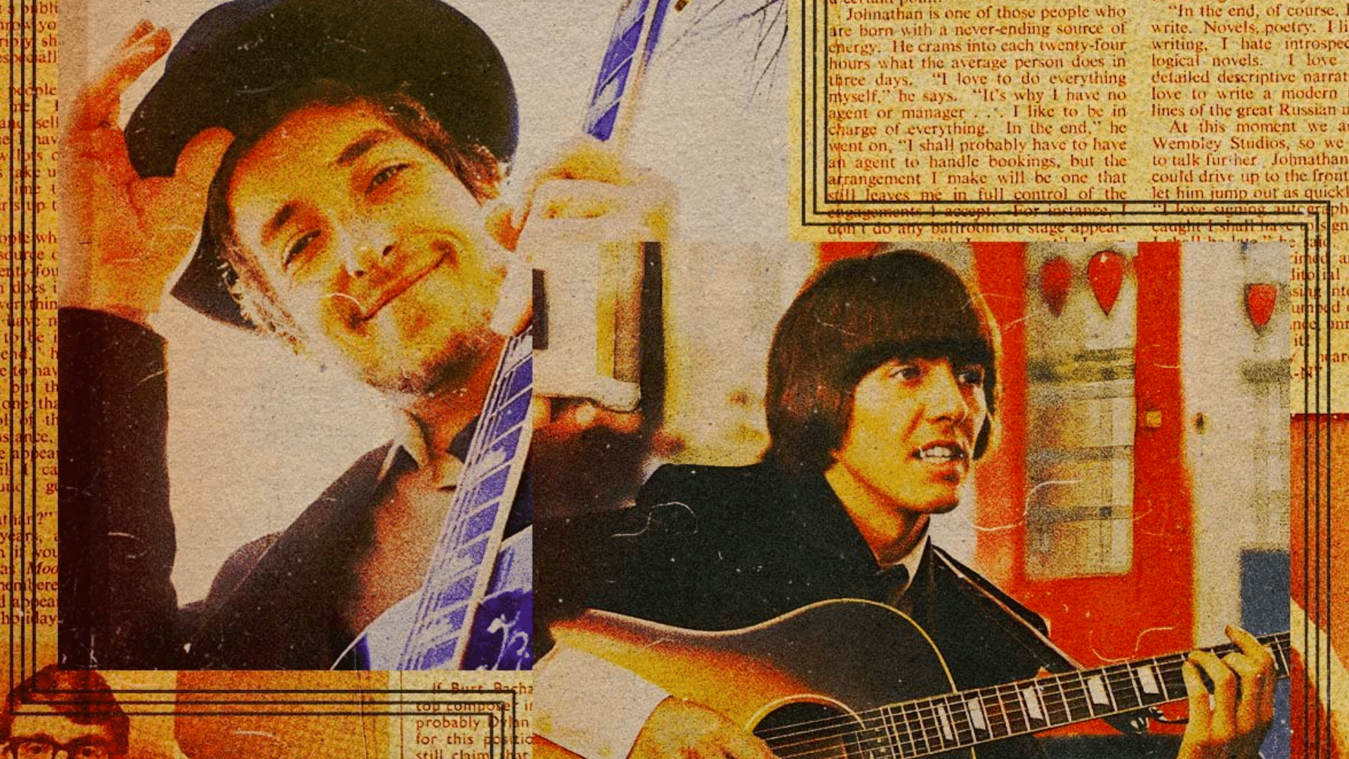 Bob Dylan et George Harrison à Woodstock en 1968