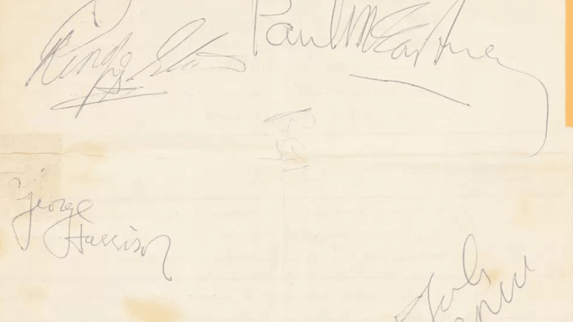 Estimation de la série complète d'autographes des Beatles lors d'une vente aux enchères