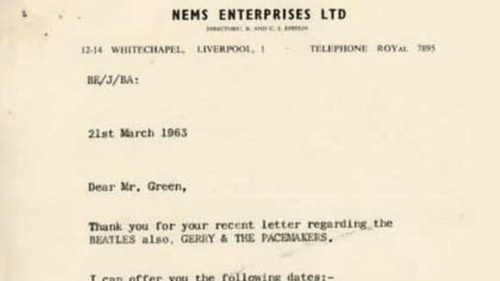 Enchères d'un contrat pour un concert annulé des Beatles