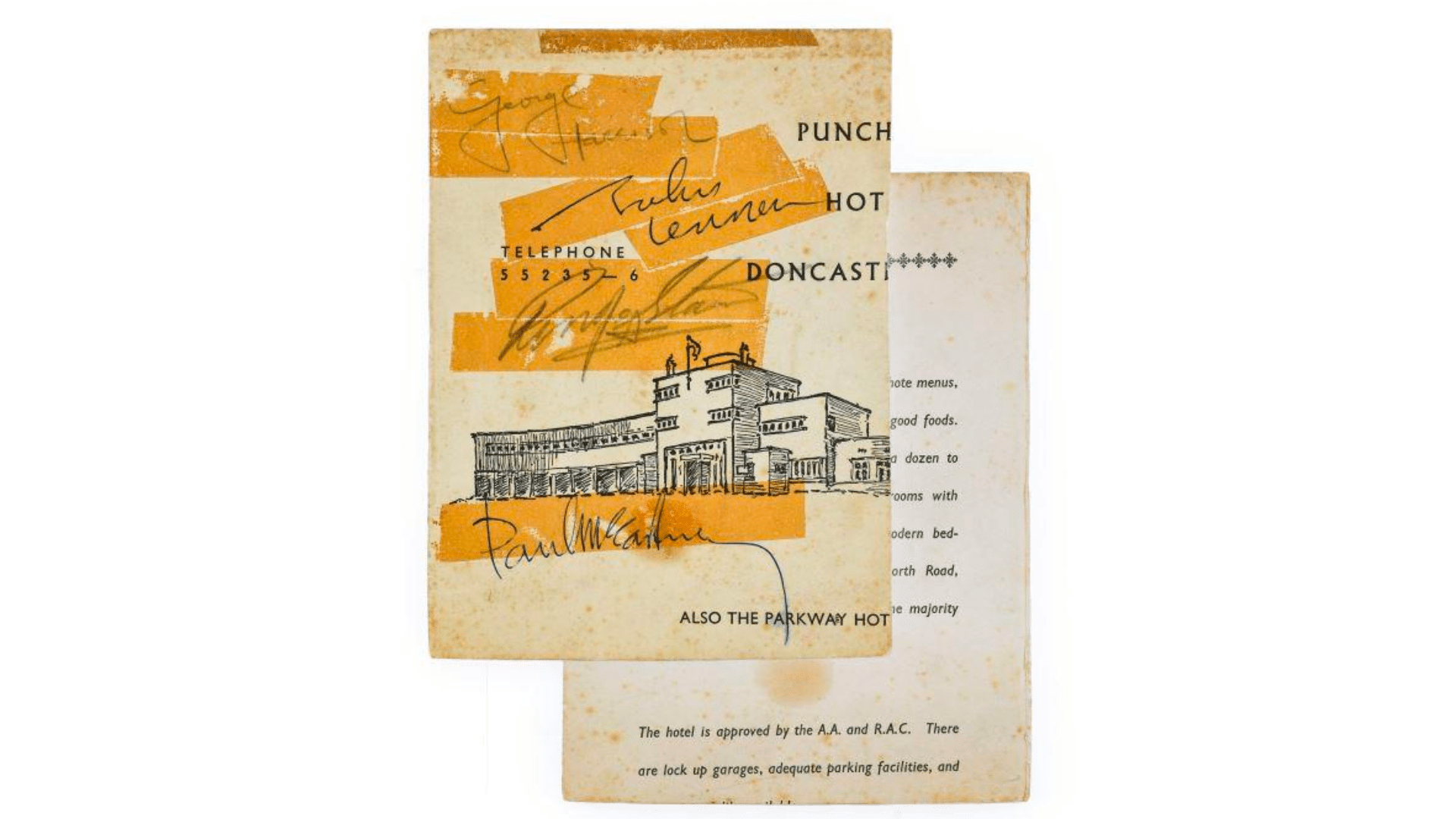 Autographes rares des Beatles de 1964 mis aux enchères pour l'association Yorkshire Air Ambulance