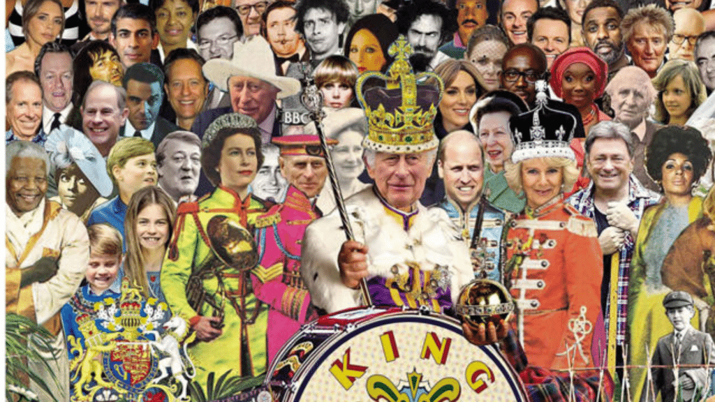 La première page du Standard, inspirée des Beatles, célèbre le 75e anniversaire du roi.