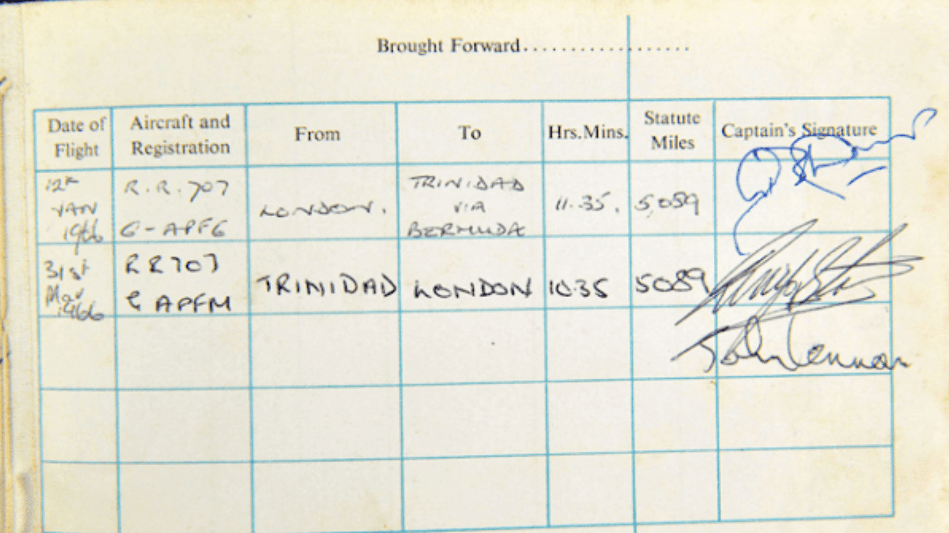 LE MENU DU VOL DES BEATLES AU RETOUR DES BAHAMAS VENDU POUR 7 000 LIVRES STERLING