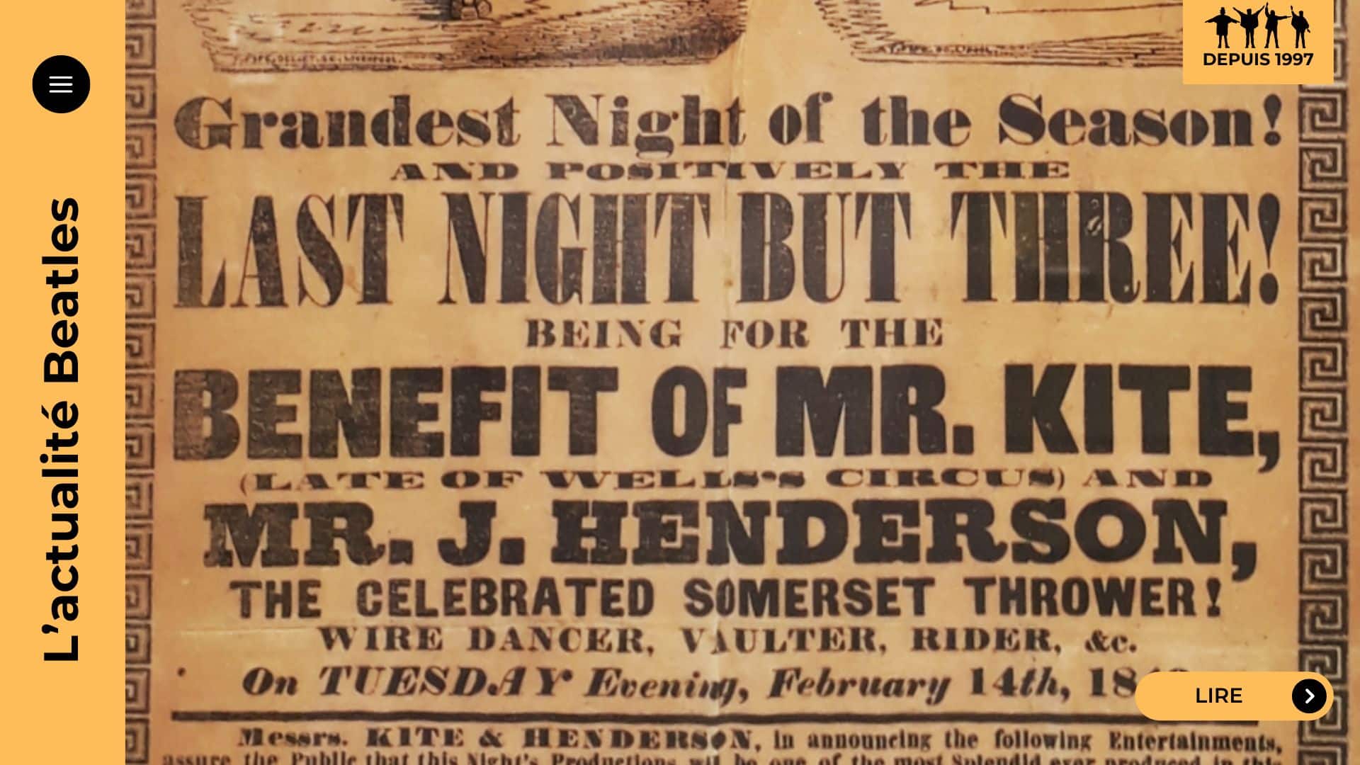 Avec « Being for the Benefit of Mr. Kite! », John Lennon crée un tableau sonore inspiré d’une affiche victorienne. Mélange d’expérimentation, de nostalgie et d’humour absurde, cette chanson de Sgt. Pepper est un joyau discret et audacieux de la période psychédélique des Beatles.