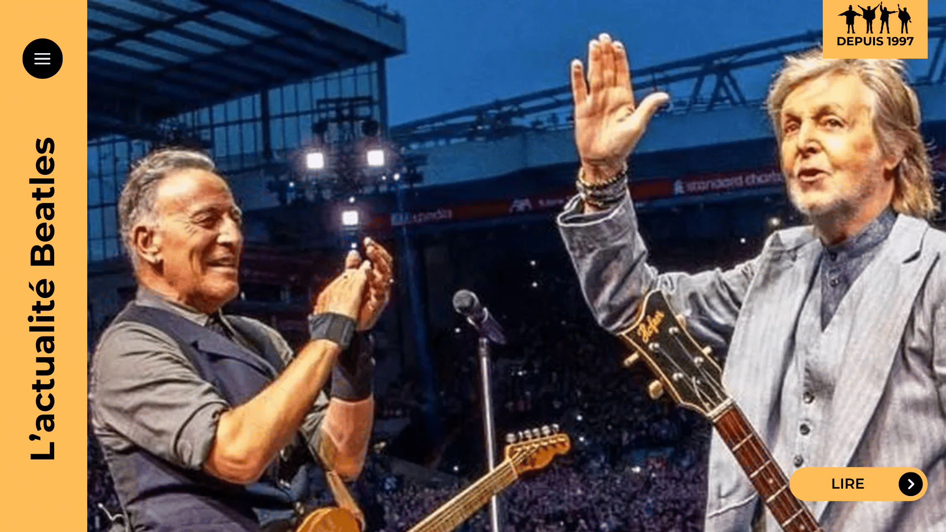 Le 7 juin 2025, McCartney a rejoint Springsteen sur scène à Liverpool pour un duo historique. Un moment d’émotion pure, salué par un public en transe à Anfield.