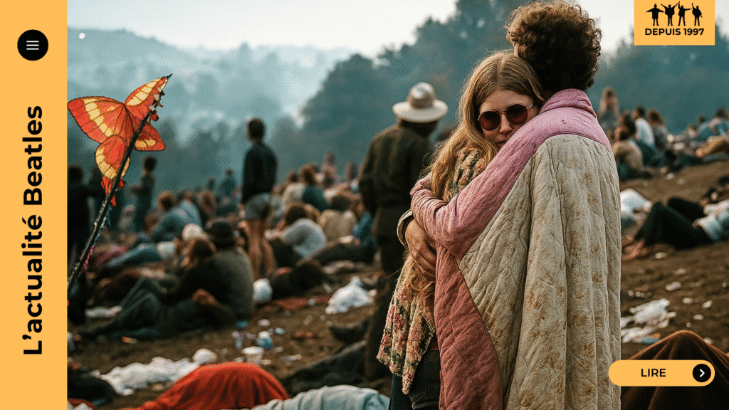 Août 1969 : Woodstock invite les Beatles. Conflits internes, enregistrement d’Abbey Road et pressions de Nixon les poussent à refuser. Plongez dans l’histoire de cet incroyable rendez-vous manqué.
