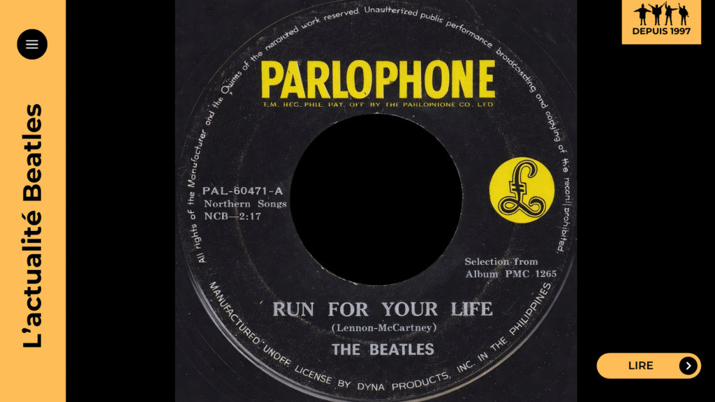Run For Your Life des Beatles : pourquoi ce final de Rubber Soul dérange encore. Enregistrement du 12 octobre 1965, emprunt à Elvis, jalousie et lecture moderne. Décryptage d’une chanson aussi efficace que problématique.