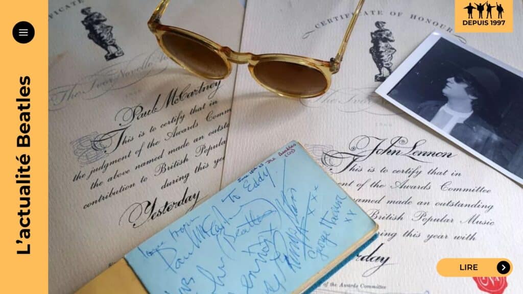 À Chislehurst, un carnet d’autographes Beatles/Stones 1963, deux certificats Ivor Novello de « Yesterday » et des lunettes de John Lennon vont aux enchères. Découvrez leur provenance et valeurs.