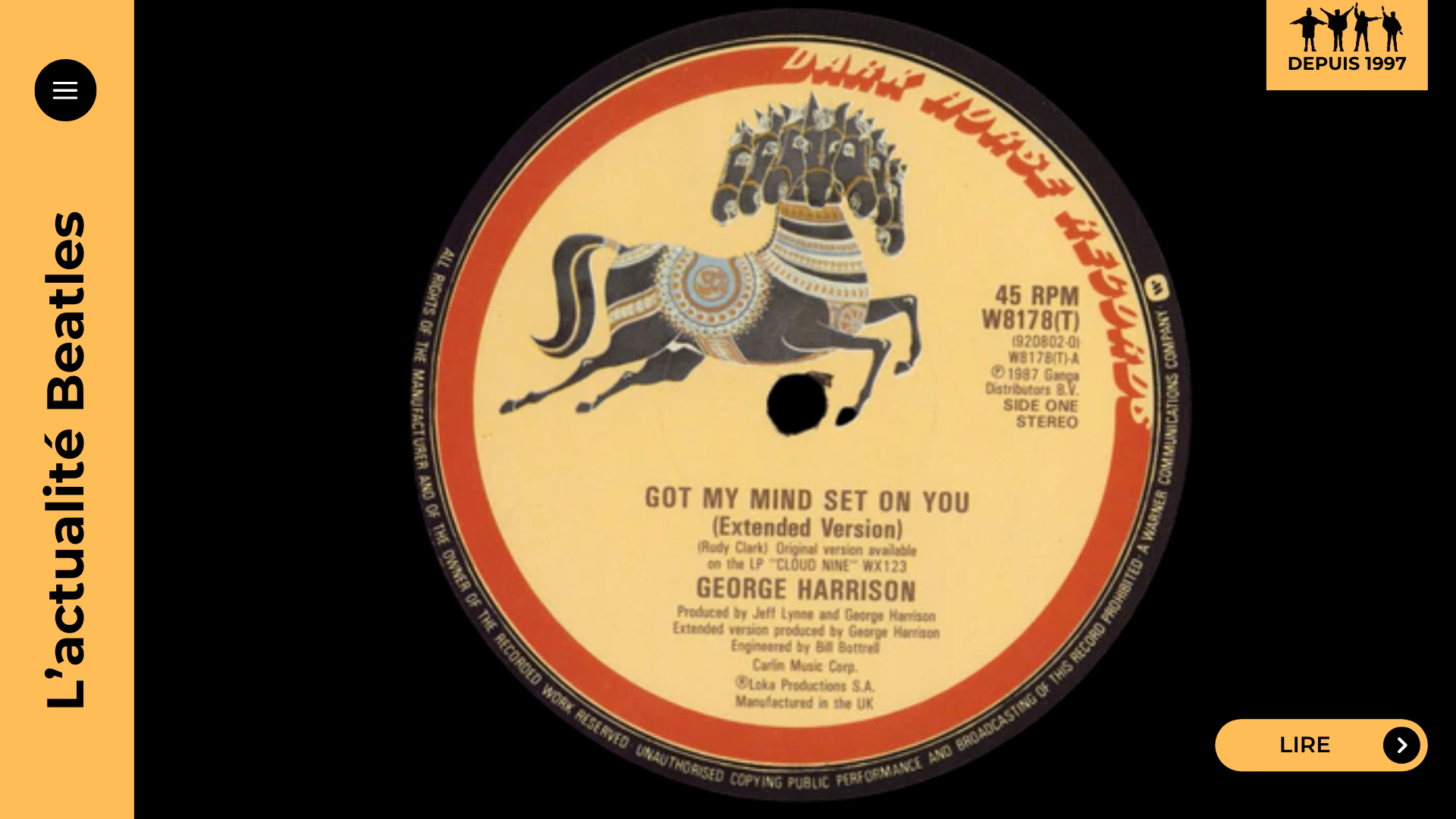 Harrison signe en 1987 son ultime n°1 avec « Got My Mind Set On You », tube pop irrésistible produit par Jeff Lynne. Une renaissance artistique éclatante avant les Wilburys.