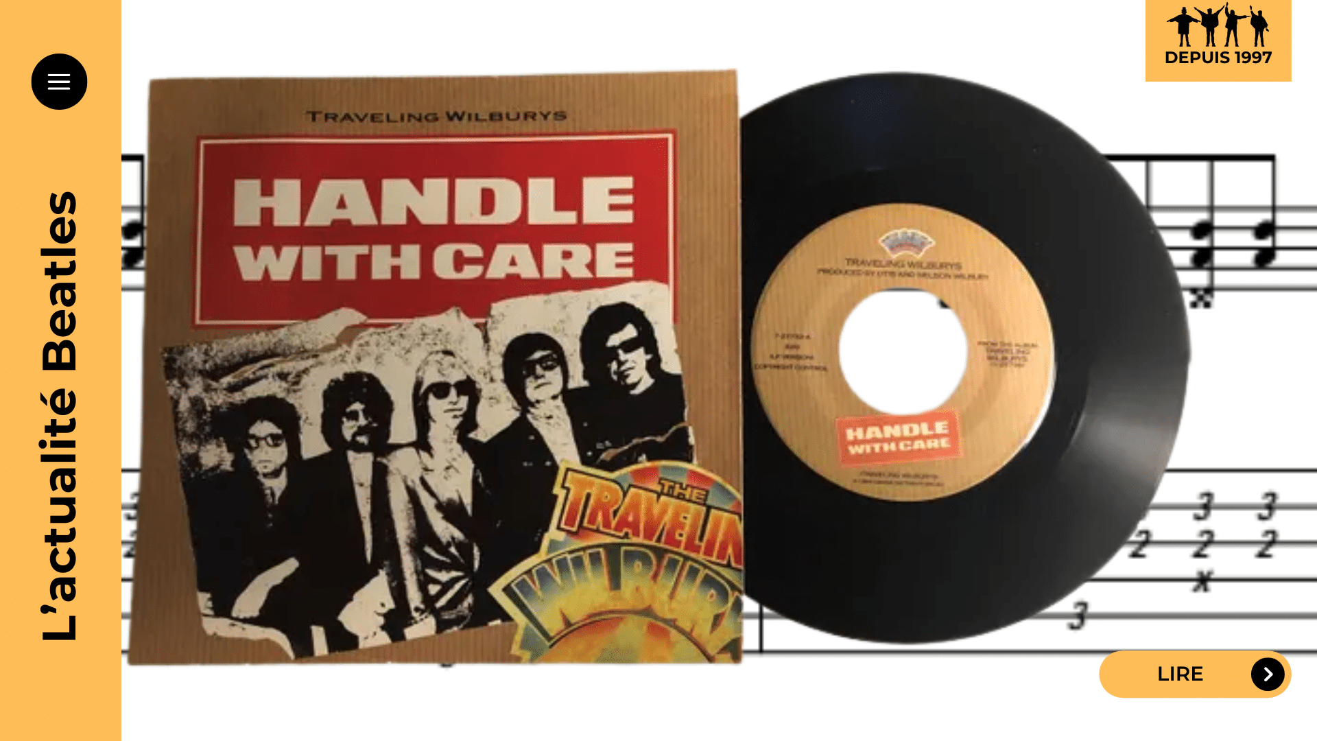 Handle With Care : née dans le garage de Bob Dylan, la chanson “bonus” de George Harrison devient un classique et lance les Traveling Wilburys. Dylan, Orbison, Petty, Lynne : coulisses d’un miracle pop de 1988. Découvrez l’histoire.