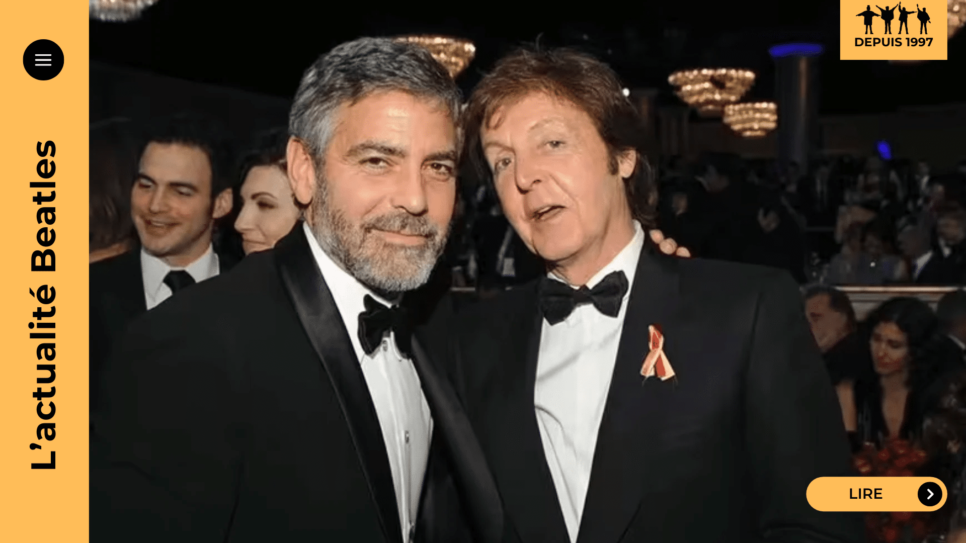 George Clooney fête ses 64 ans : Paul McCartney lui envoie une vidéo en jouant « When I’m Sixty-Four ». On décrypte ce clin d’œil et l’histoire du morceau sur Sgt. Pepper, entre tendresse et vertige du temps. Découvrez l’article sur Yellow-Sub.net !