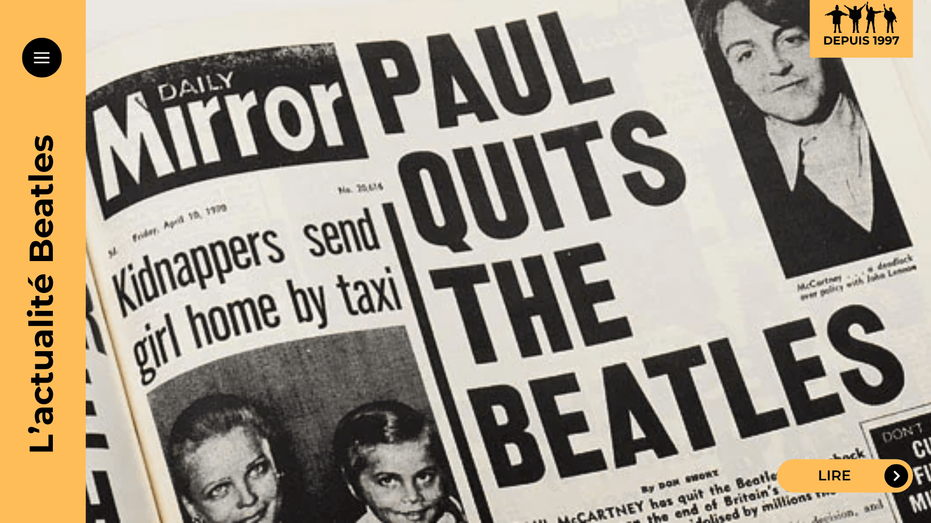 Annonce par Paul McCartney de son départ des Beatles