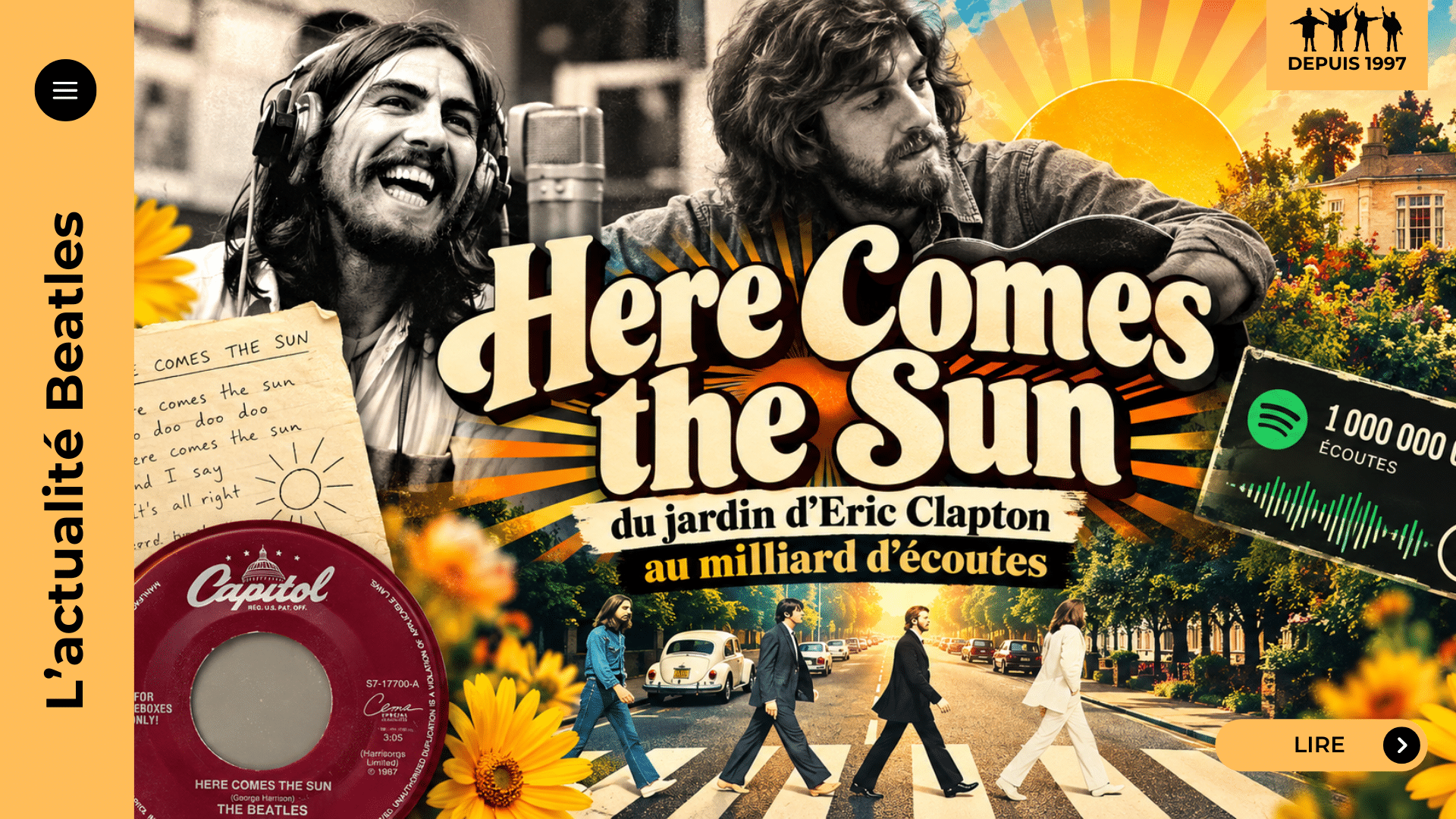Here Comes the Sun : du jardin d’Eric Clapton au milliard d’écoutes, la biographie complète de la chanson de George Harrison