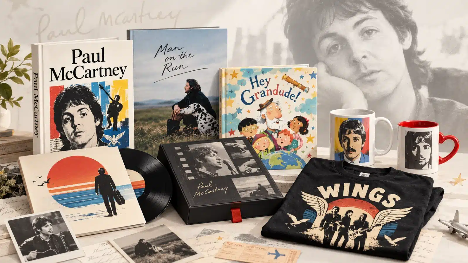 Disques, livres et objets de la boutique Paul McCartney