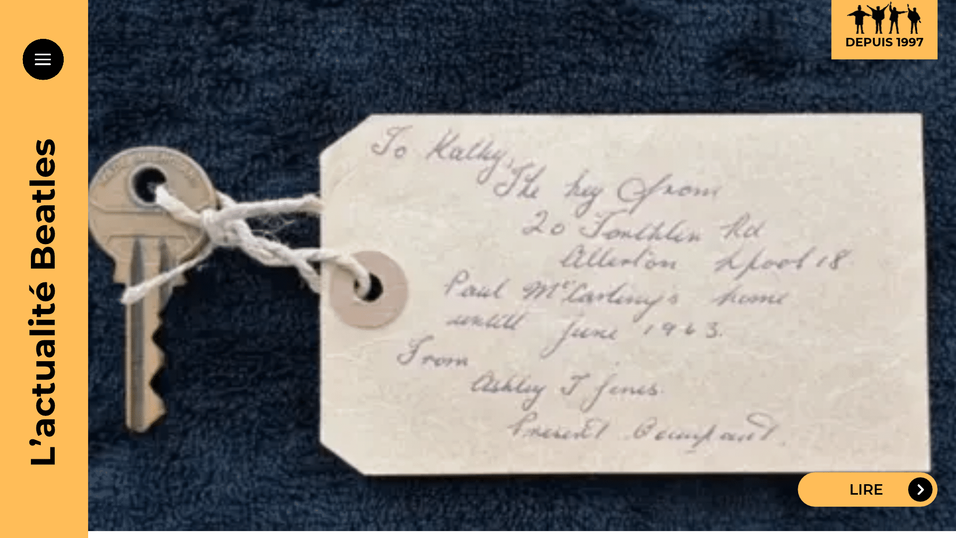 La clé de la maison d’enfance de Paul McCartney adjugée 6 100 livres : trois fois l’estimation pour un souvenir du 20 Forthlin Road